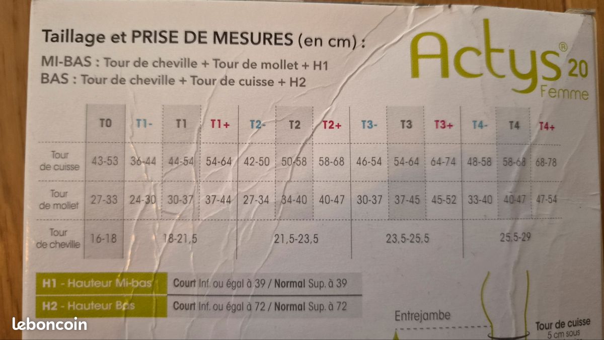 Bas neufs autofix Actys taille 1+ beige (image 5)