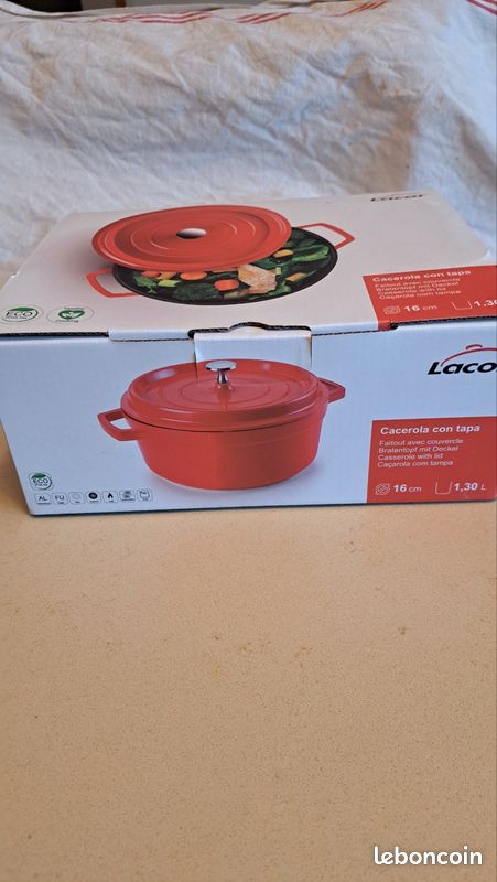 11941 Calido Cocotte Ronde Fonte Émaillée Rouge Diamètre 24 Cm 4 L