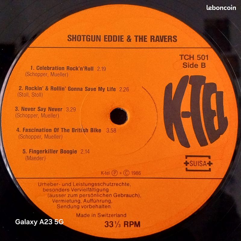Vinyle 33t Rockabilly Shotgun Eddie &The Ravers The Straight Eight (Pressage Suisse 1986) (image 6)