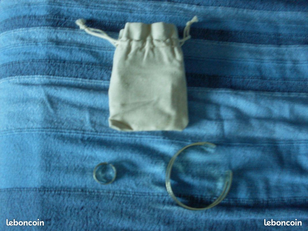 Ensemble bague et bracelet ajustable argenté neuf (image 2)