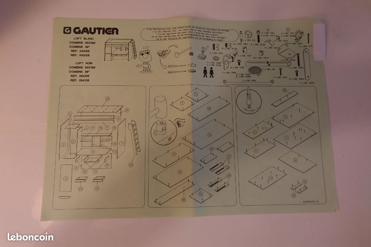 Lit Mezzanine de marque Gautier avec bureau et penderie (image 10)