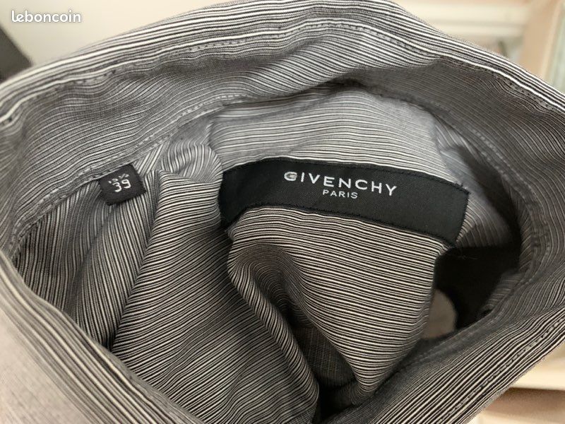 Chemise Givenchy gris rayures slim taille 39 poignets mousquetaires (image 6)