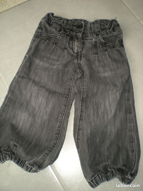 Pantalon en jean gris noir, fille (image 1)