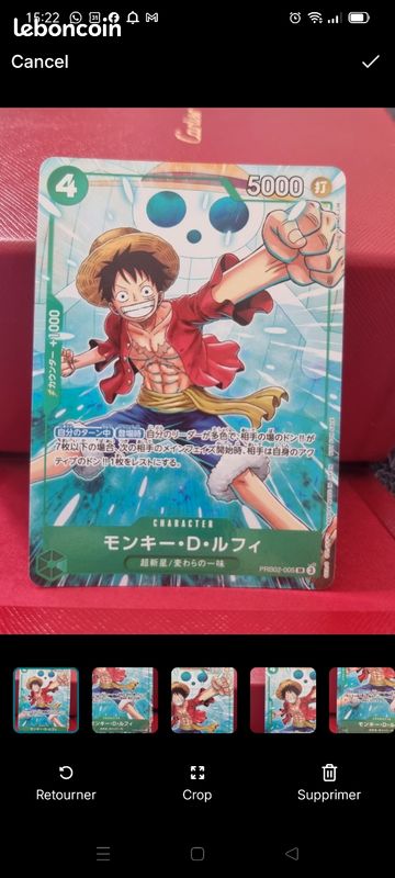 Monkey D. Luffy PRB02-005 SR japonaise One Piece Card Game (image 2)