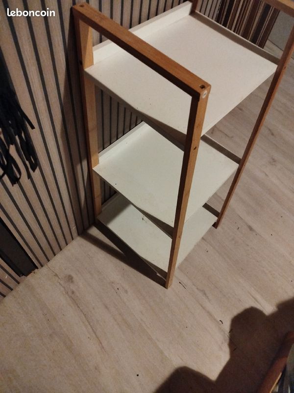Petit meuble3tablettes bois et blanc (image 6)
