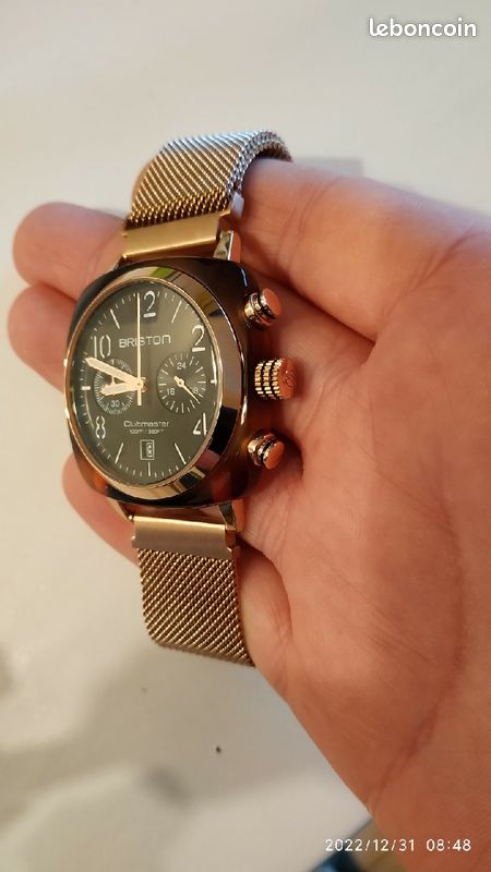 Montre Briston Chronographe Clubmaster Noir NEUVE Classic Acetate + bracelet métal Neuf offert, Blac (image 5)