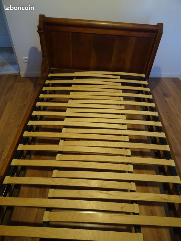 Lit en bois massif (châtaignier Limousin) + sommier + matelas + draps (image 3)
