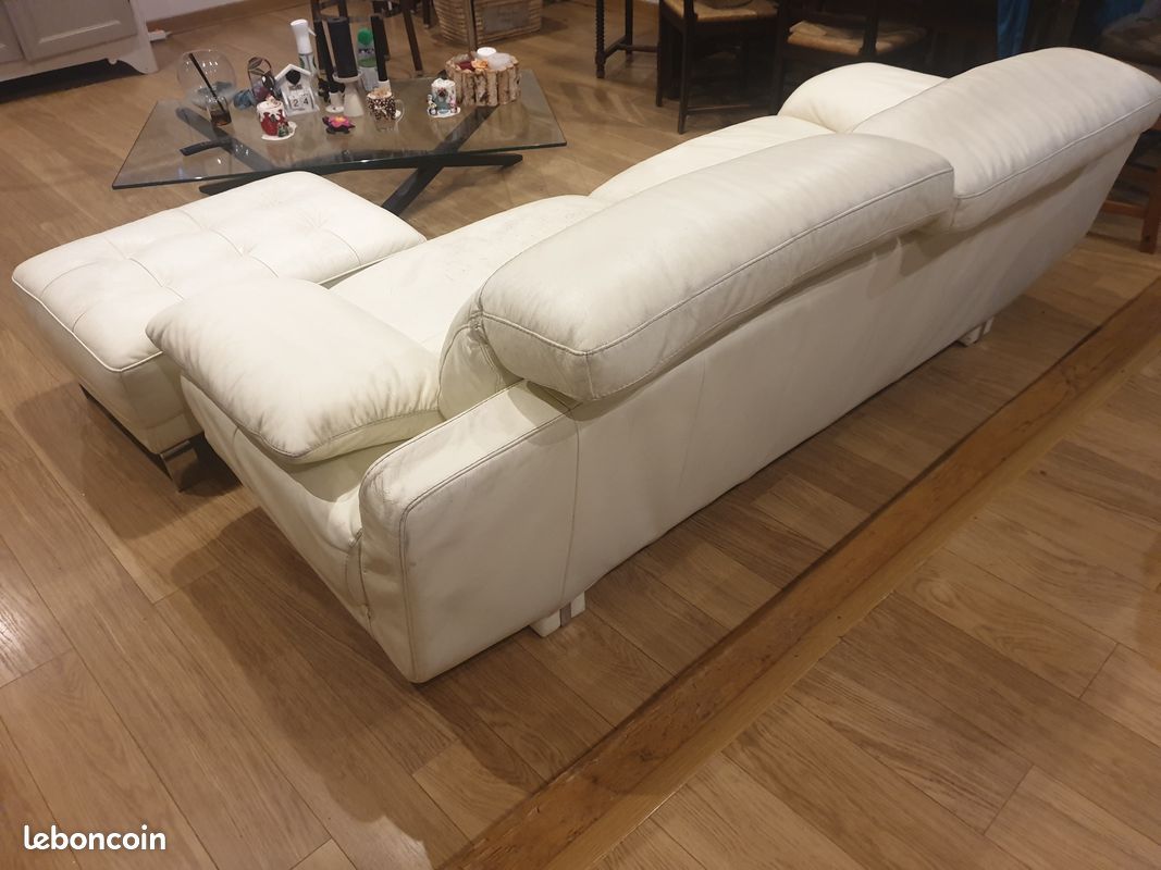 Canapé cuir buffle et pouf (image 2)