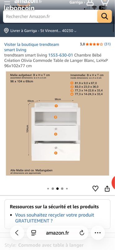 Table à langer commode 2 en 1 (image 10)