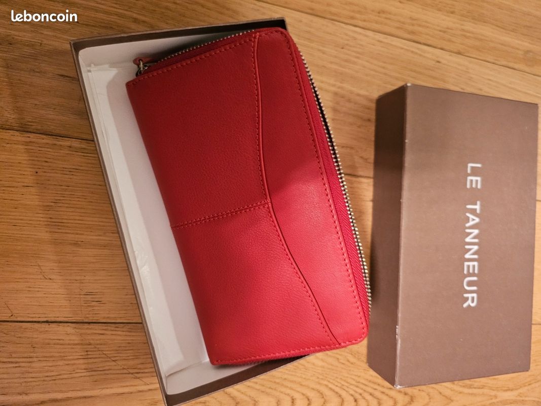 Petit Porte-feuille Rouge Le Tanneur - Occasion En Très Bon état, Maroquinerie Française