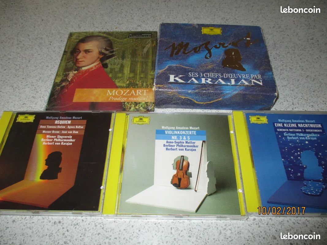 Coffret 3 CD Mozart ses 3 chefs d'oeuvre par KARAJAN + coffret 1 cd Prodige musical (image 1)