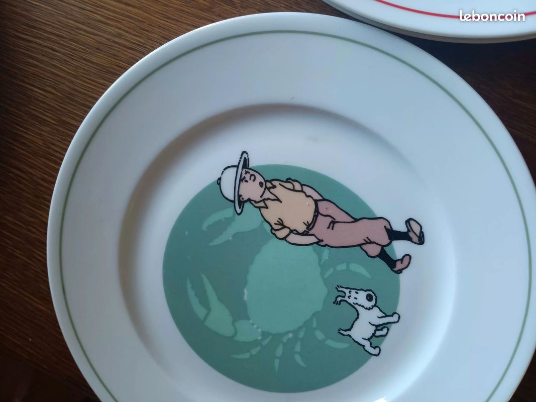 Coffret Rare De 4 Assiettes à Dessert Tintin - Porcelaine Française, Années 1980, NEUF
