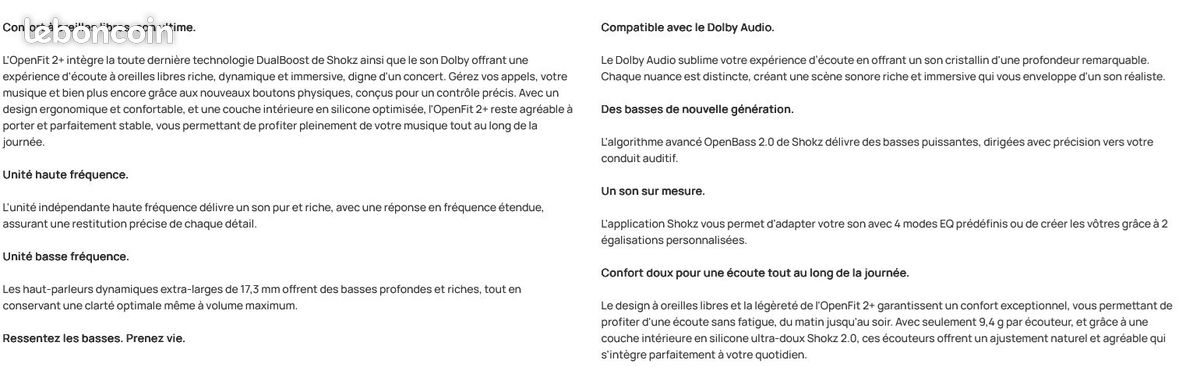 Ecouteurs Shokz TWS A CONDUCTION AERIENNE OPENFIT 2 PLUS (image 2)
