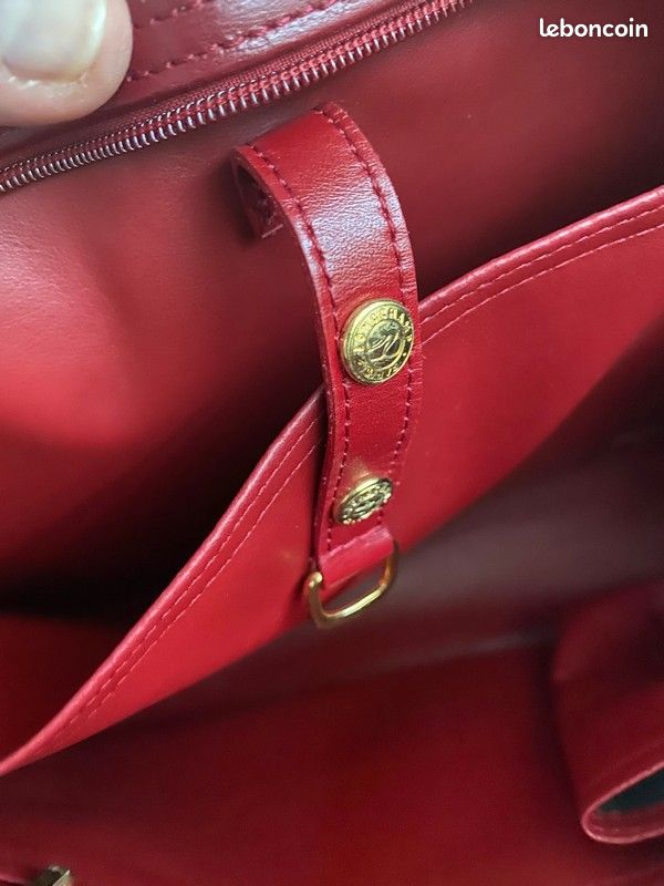 Sac à main cartable Lonchamp en cuir rouge bordeaux idéal travail/ cours- comme neuf (image 9)