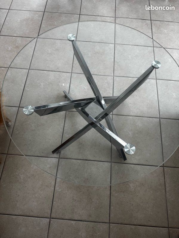 Table ronde en verre - pied inox (image 3)