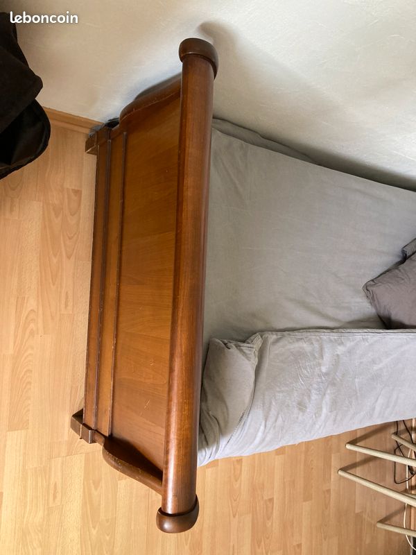 Lit 1 place 90 cm en Noyer massif (image 8)
