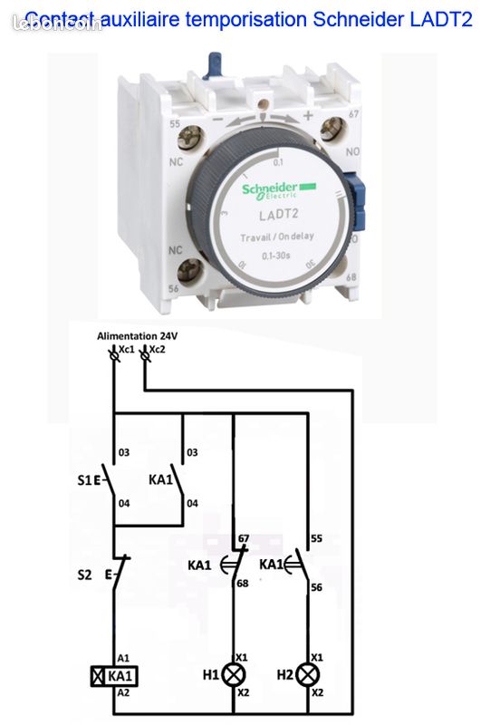 Auxiliaire Tempo Telemecanique LADT0 - Occasion - Fonctionnel