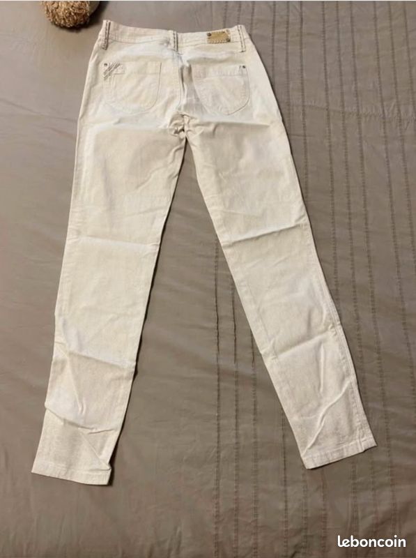 Pantalon ton sur ton blanc/crème lmv la mode est à vous femme taille 34 / 1 (image 6)