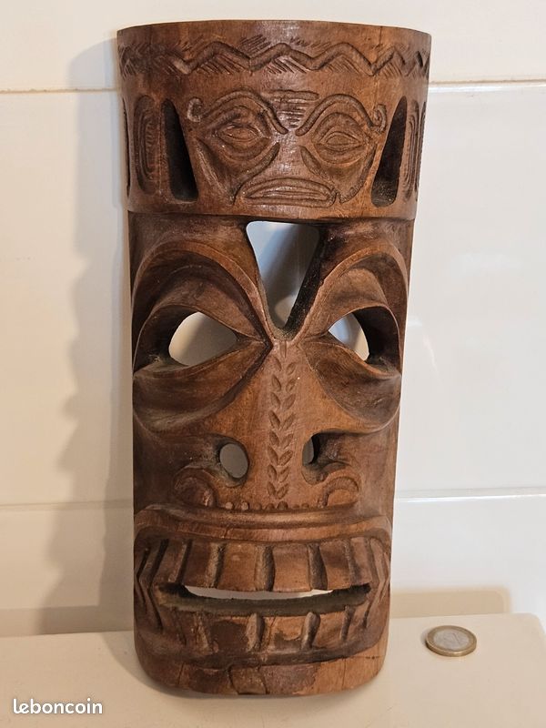 Grand masque tiki 100 cm en bois pas cher. Déco originale