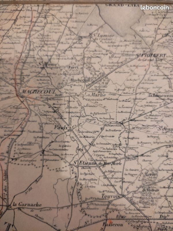 Carte ancienne entoilée de la LOIRE INFÉRIEURE - 1876 - F J PINSON (image 5)