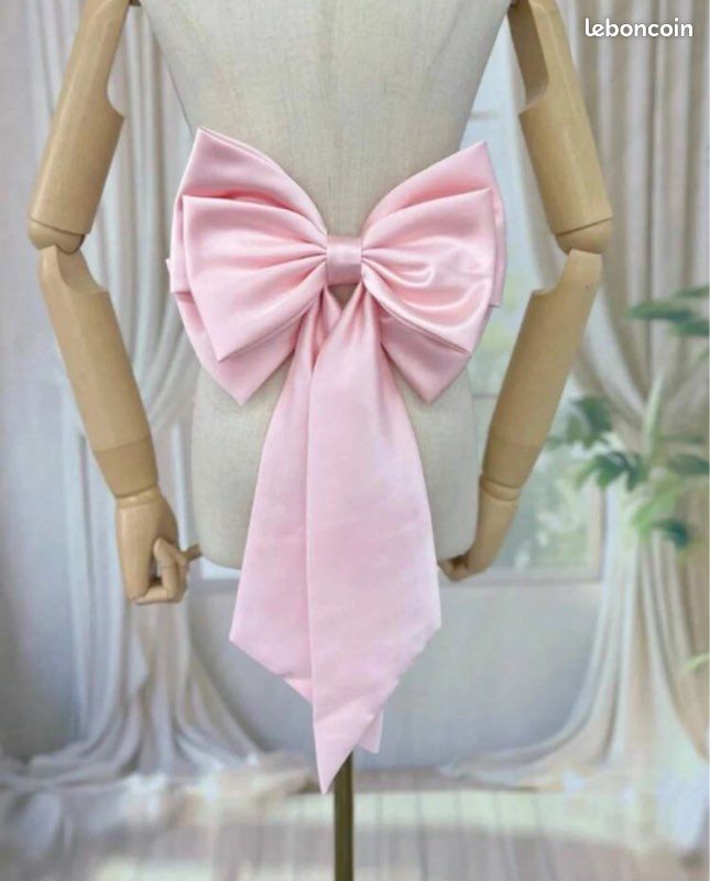 Grand Nœud Papillon Détachable Pour Robe De Mariée - Satin Rose, Longue Traîne 170 Cm - Accessoire De Ceinture Ou D'épaule