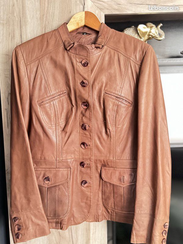 Veste En Cuir D'agneau 1026 CLOTHES Marron Taille 40 - Occasion Très Bon état