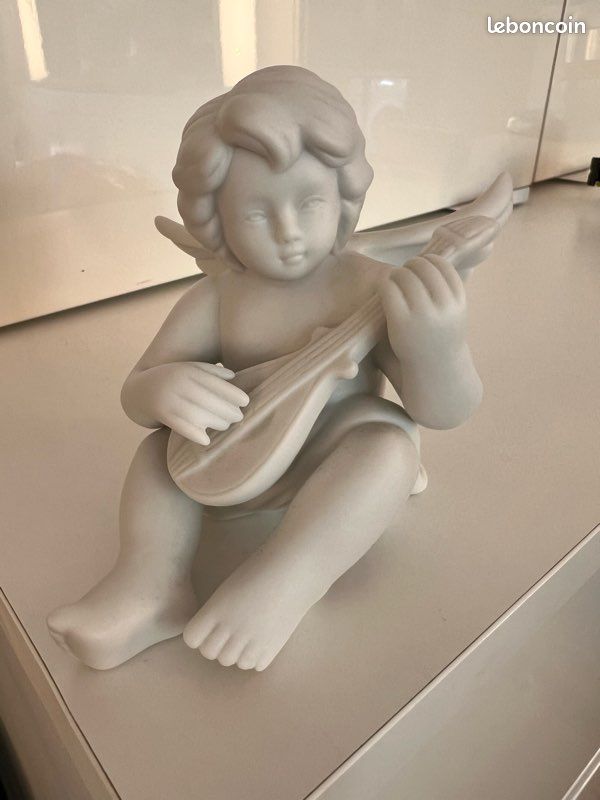 Au Violon - Ange de Noël - Ornement de Sapin Doré - Porcelaine