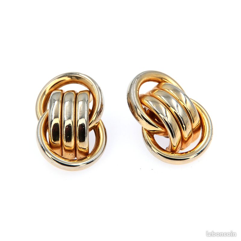 Boucles D'oreilles Clips Vintage Dorées Et Argentées - Occasion En Bon état