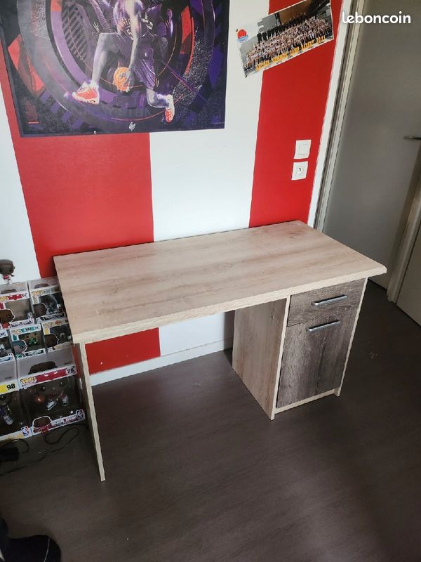 Lit 1 personne + table de chevet + bureau (image 7)