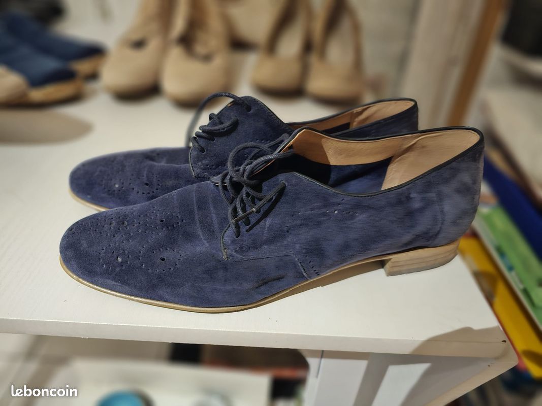 Monk mocasssins avec lacets bleu nubuck (image 2)