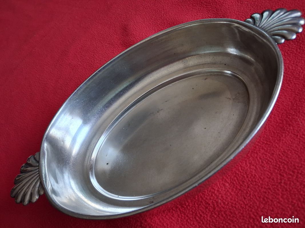 Plat Ovale Métal Argenté - Déco Ou Service - Occasion