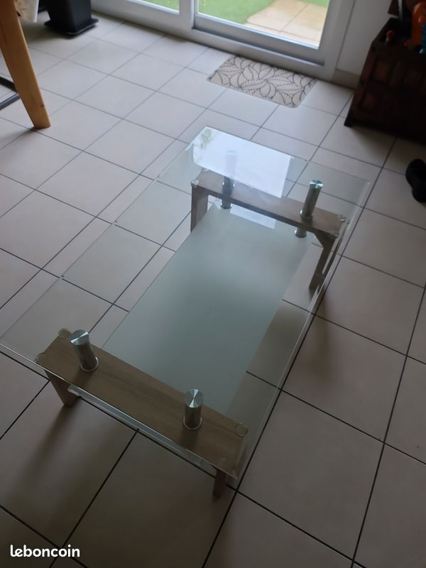 Table basse bois et verre (image 2)