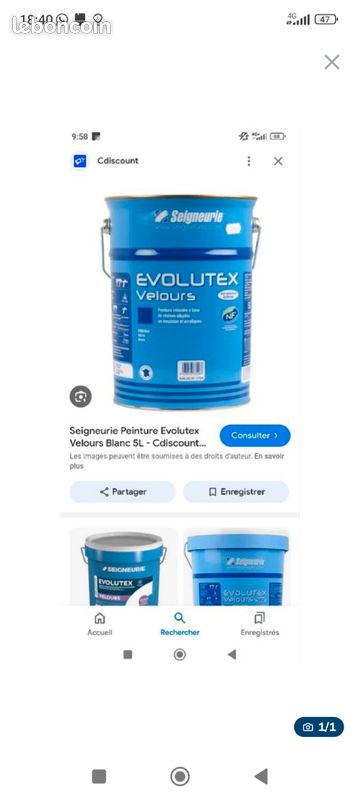 Peinture Seigneurie Practi Velours 5 Litres - Neuf Sous Emballage D'origine, Finition Velours Pour Intérieur