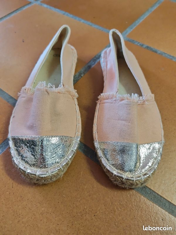 Espadrilles roses et dorées (image 1)