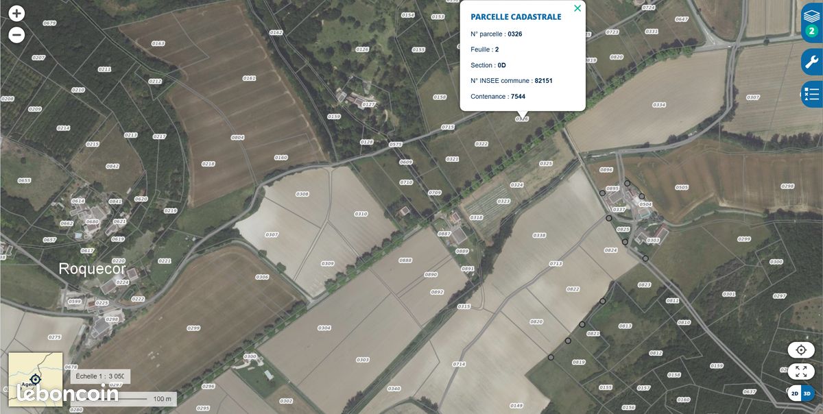 Terrain de loisirs à vendre ou fermage agricole - Roquecor 82150 · 11 800 €