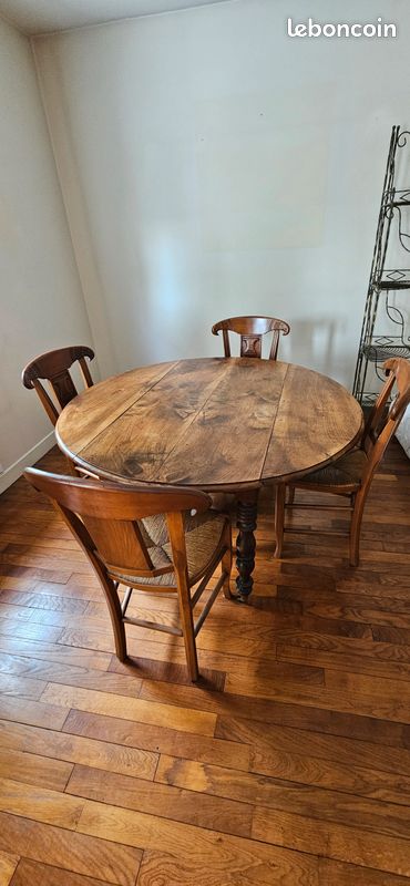 Table Salle à Manger Louis Philippe + 4 Chaises + 2 Fauteuils - Bois Massif France