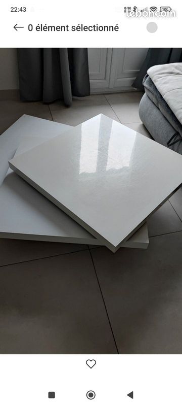 Table basse blanche laquée carré (image 1)