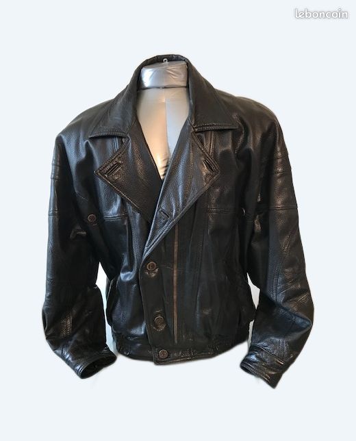 Blouson cuir noir Beleyrian XXL (image 1)