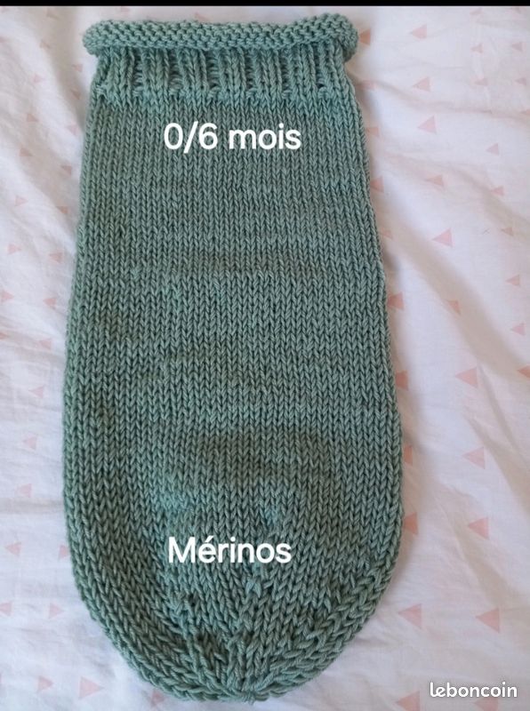 Cocon d'emmaillotage pour bébé 0/6 mois tricot Mérinos (image 1)