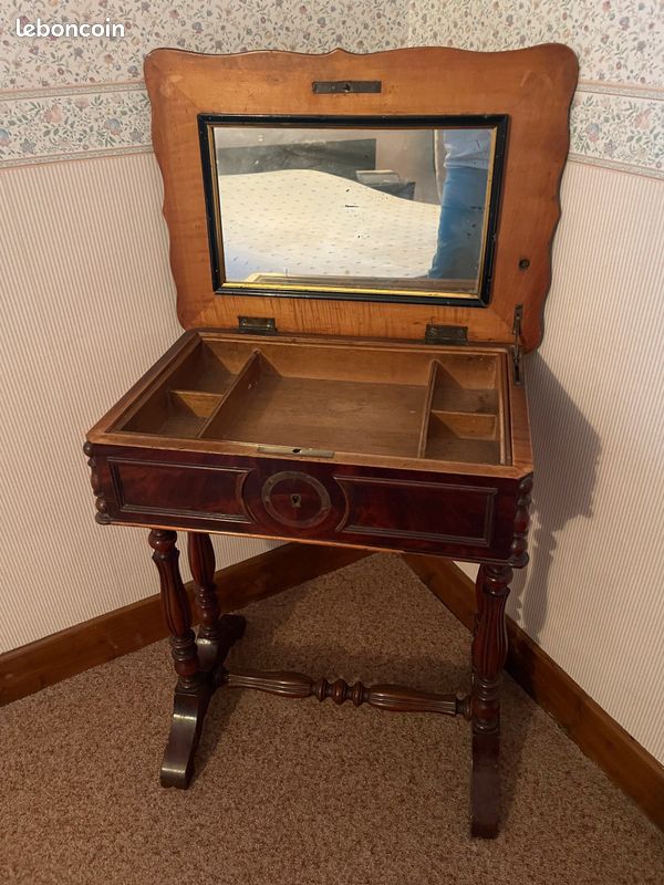 Meuble couturière/travailleuse ancien avec miroir (image 2)