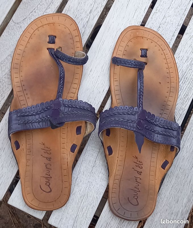 Tong tunisienne cuir violet 37 (image 1)