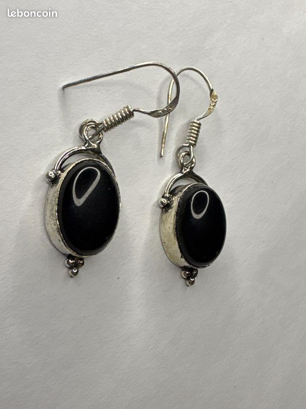 Boucles d’oreilles en onyx et argent (image 5)
