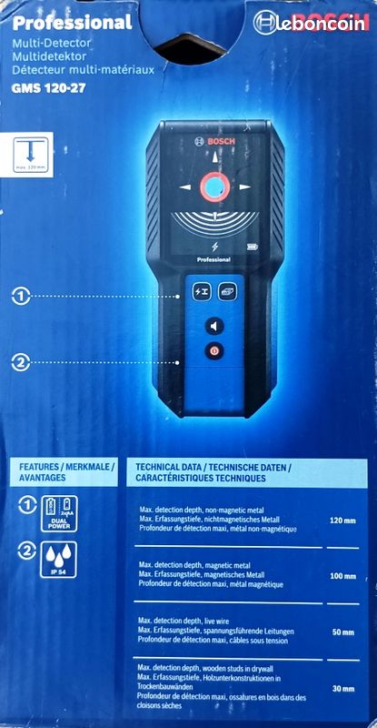 Scanner Bosch GMS 120-27 Professional Détecteur Mural Neuf (image 2)