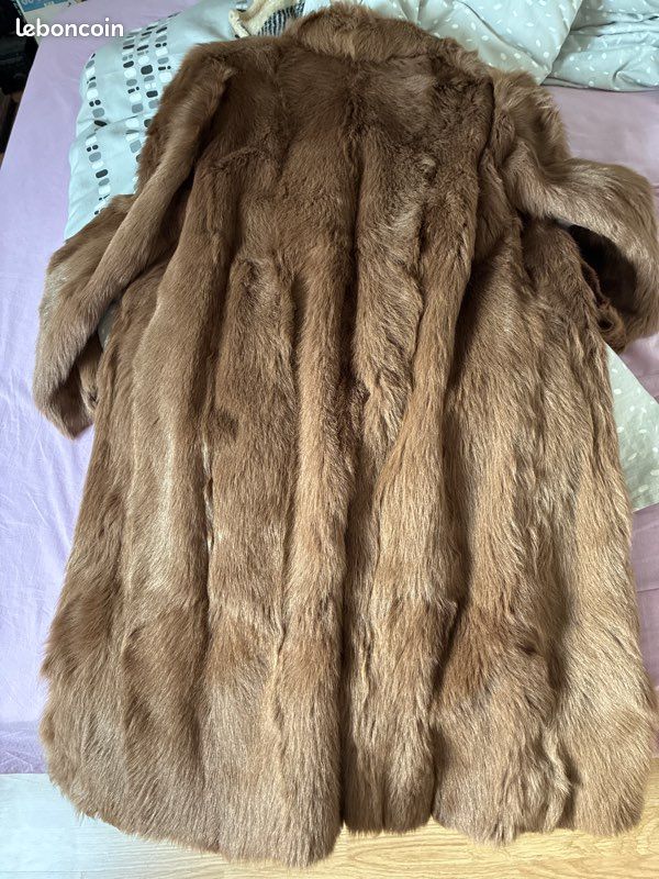 Manteau Vintage Femme – Fausse Fourrure Marron – Taille 40 – Style Caban