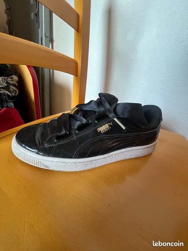 Suede Puma Puma Femme Basket Puma Noeud Derriere Puma Noir Gros