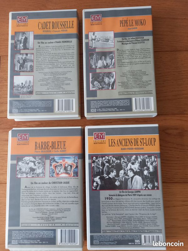 4 K7 VHS L'ÂGE D'OR DU CINEMA avec BOURVIL, Bernard BLIER, Serge REGGIANI, François PERIER, Pierre BRASSEUR, Jean GABIN ... PRIX par K7 VHS à partir de ... / bobp (image 3)