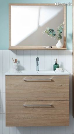 Meuble De Salle De Bain Avec Lavabo - Bois - Occasion Très Bon état - Lot De 2