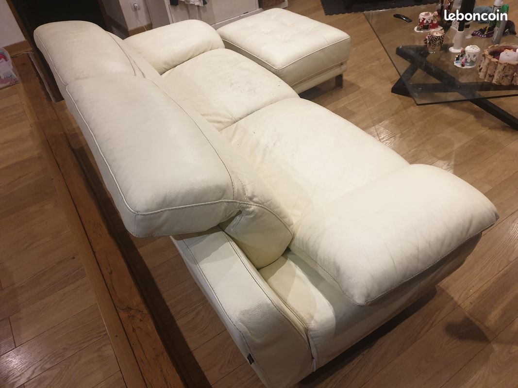 Canapé cuir buffle et pouf (image 3)