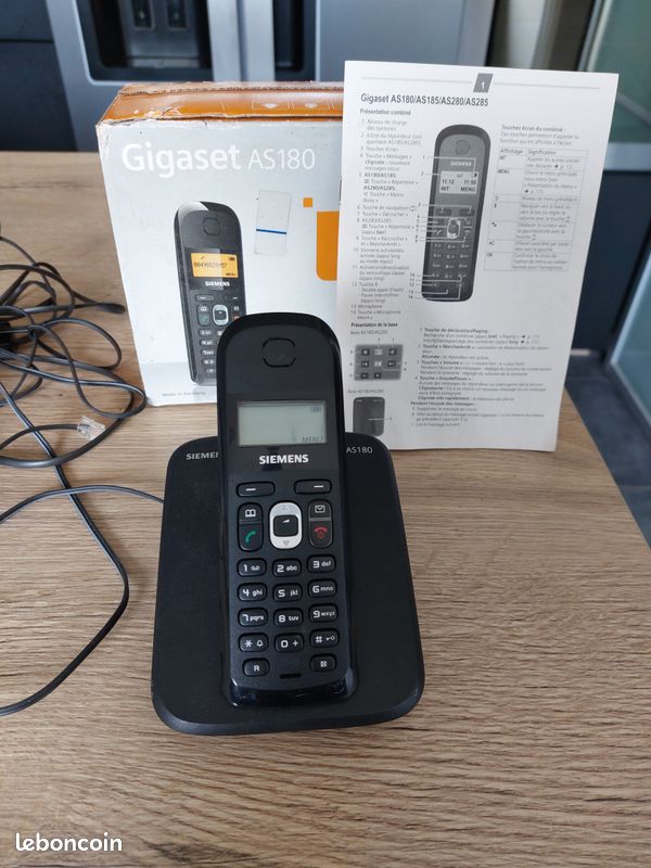 Siemens Gigaset AS185 noir - Téléphone fixe sans fil avec