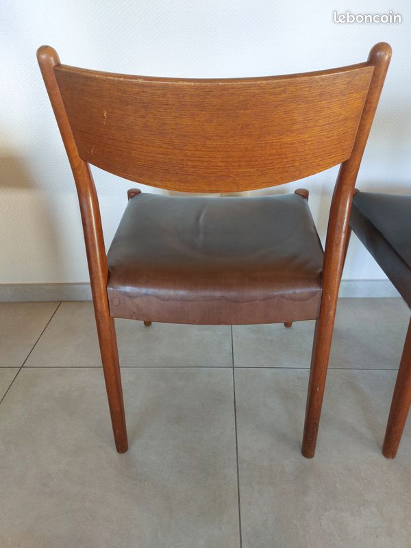 2 chaises Fristho Franeker, scandinaves, teck et cuir (image 16)